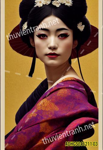 Tranh dán tường hoa cô gái Geisha Nhật Bản-ADHGS241211-03 - Kết quả tìm kiếm tranh tường
